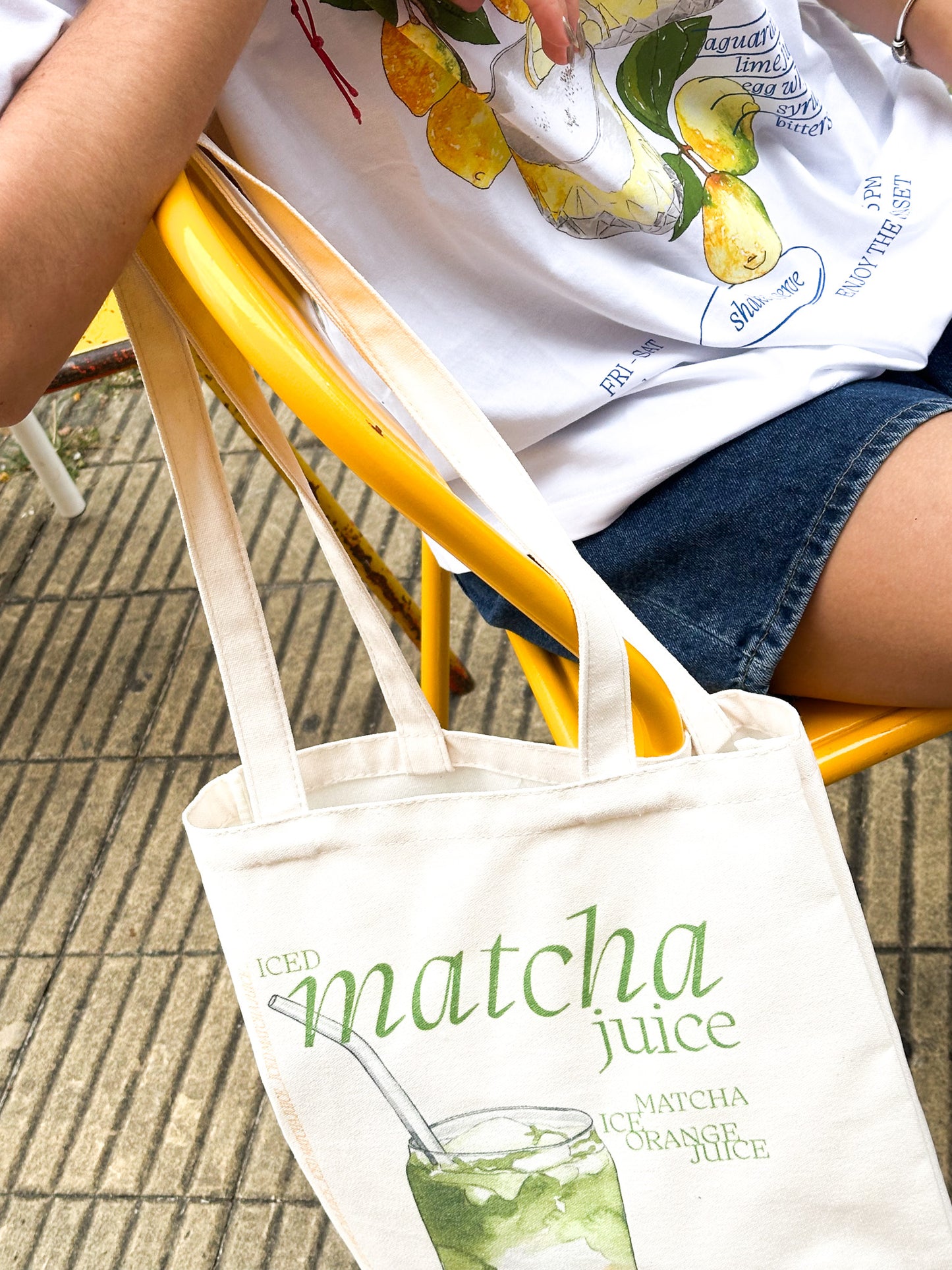 TOTEBAG GOOD OBJECTS ENNA-Birch Print:MATCHA