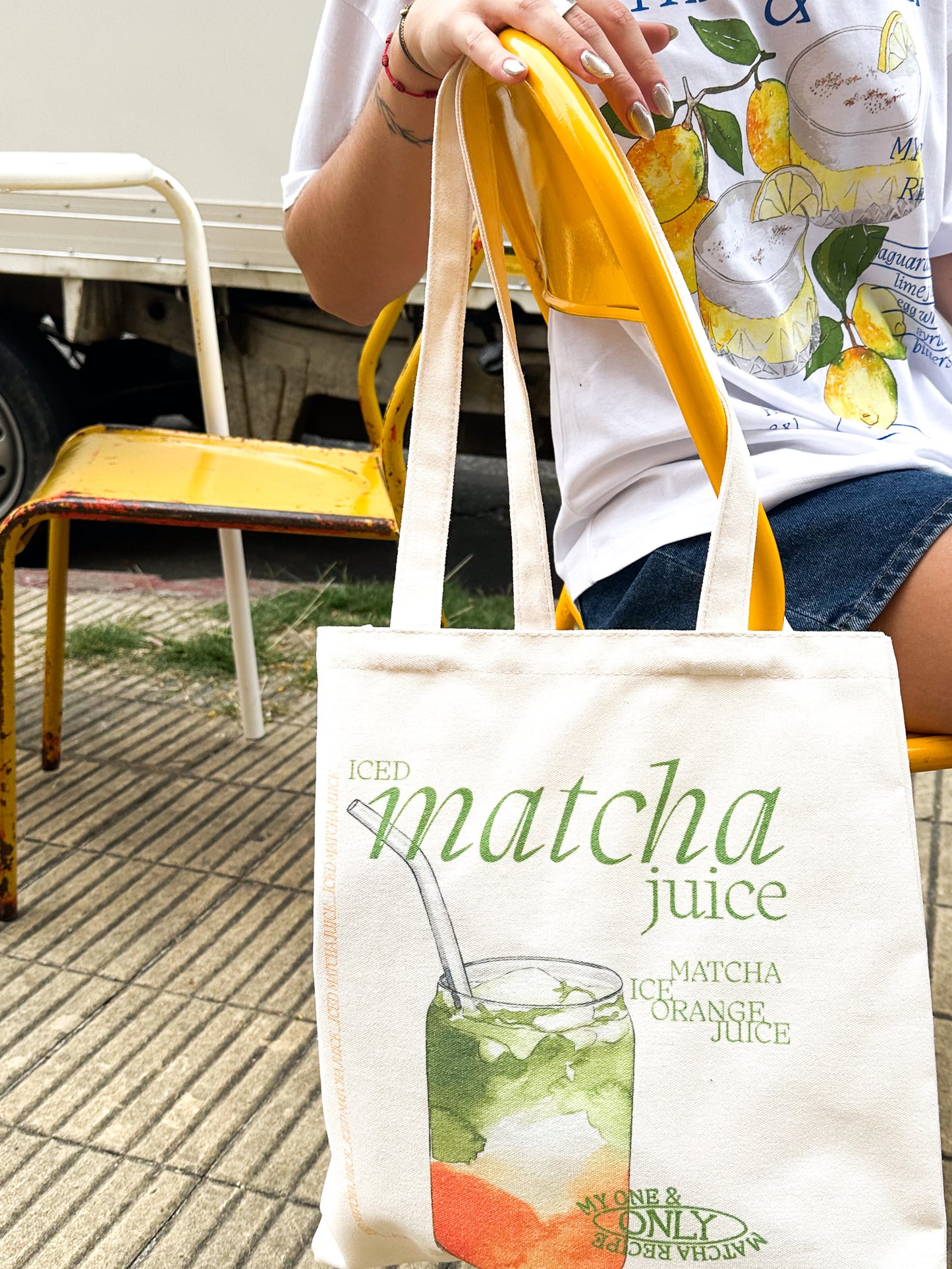 TOTEBAG GOOD OBJECTS ENNA-Birch Print:MATCHA