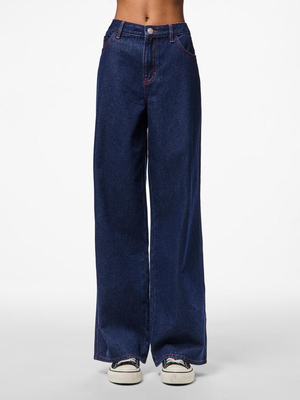 Product PANTALON DEMI  - Blue Indigo Detail:Red stitching - Image 3