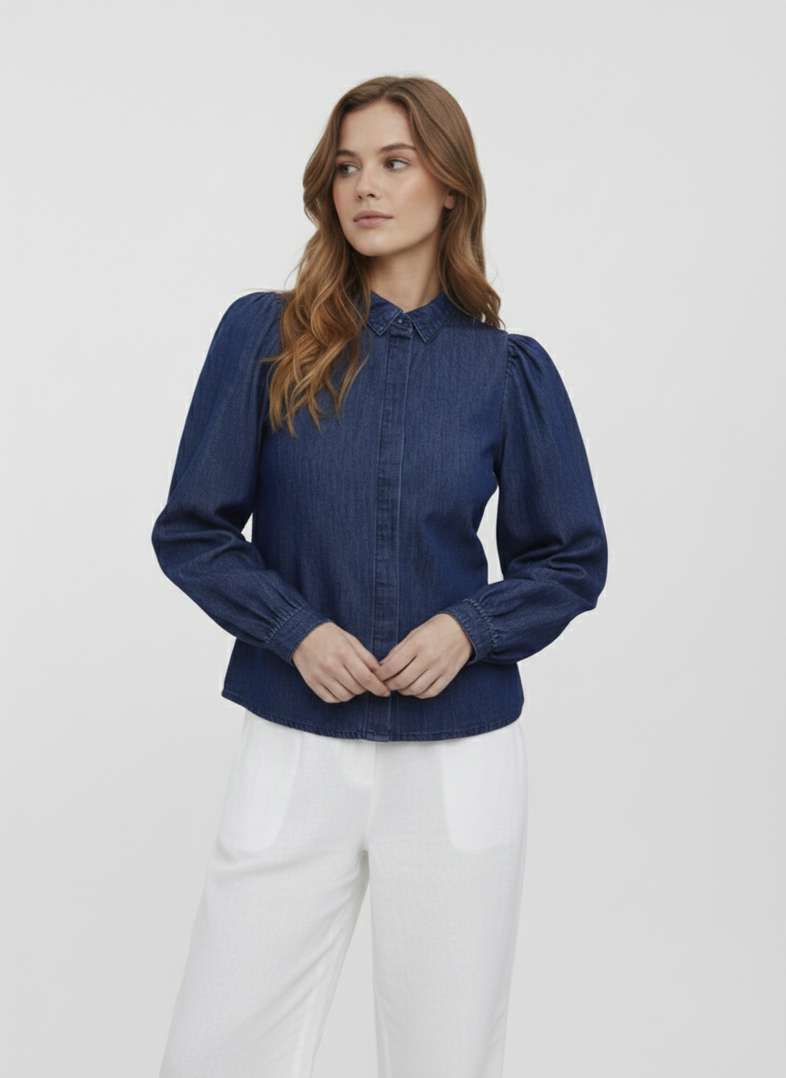 CAMISA DENIM NILY-Dark Blue Denim