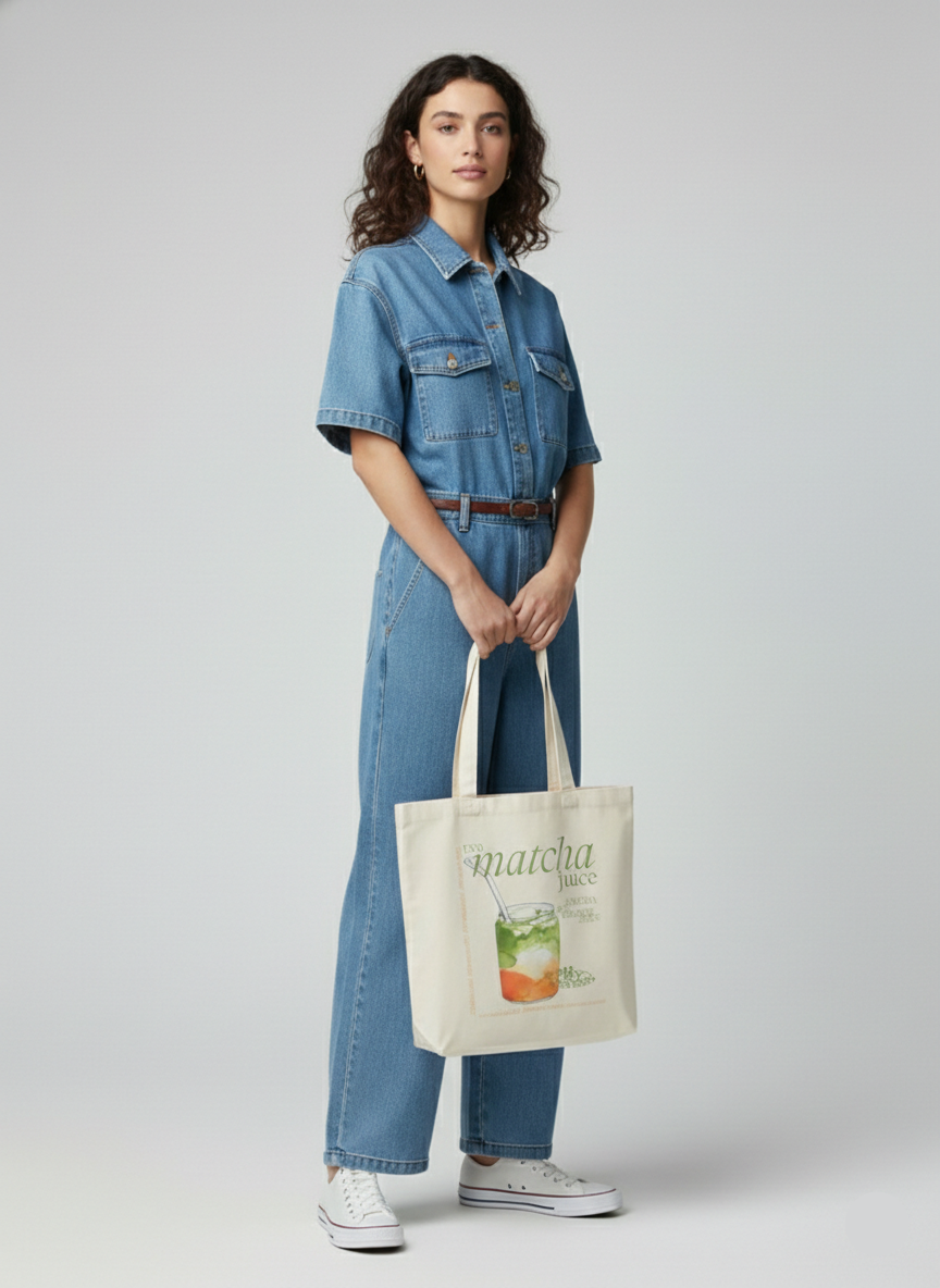 TOTEBAG GOOD OBJECTS ENNA-Birch Print:MATCHA