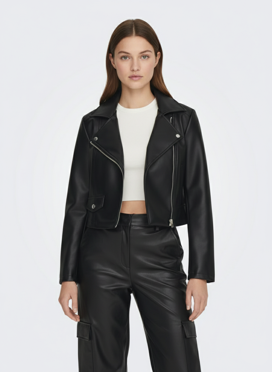 CAMPERA BIKER EFECTO CUERO ETTA