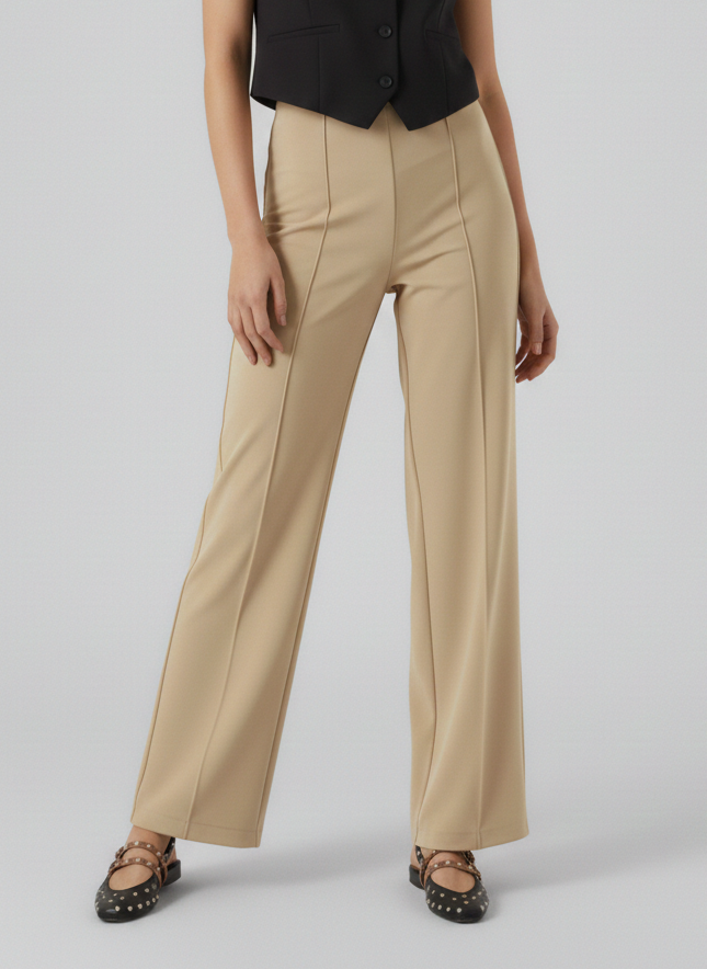 PANTALÓN PINZAS ANCHO BECKY - Irish Cream