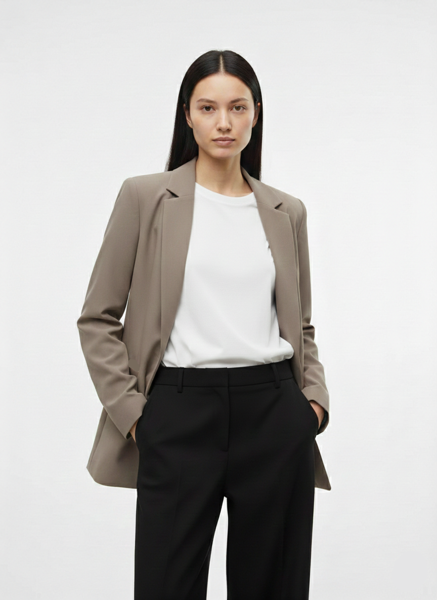 BLAZER LARGO DE PUNTO EVI - Taupe Gray