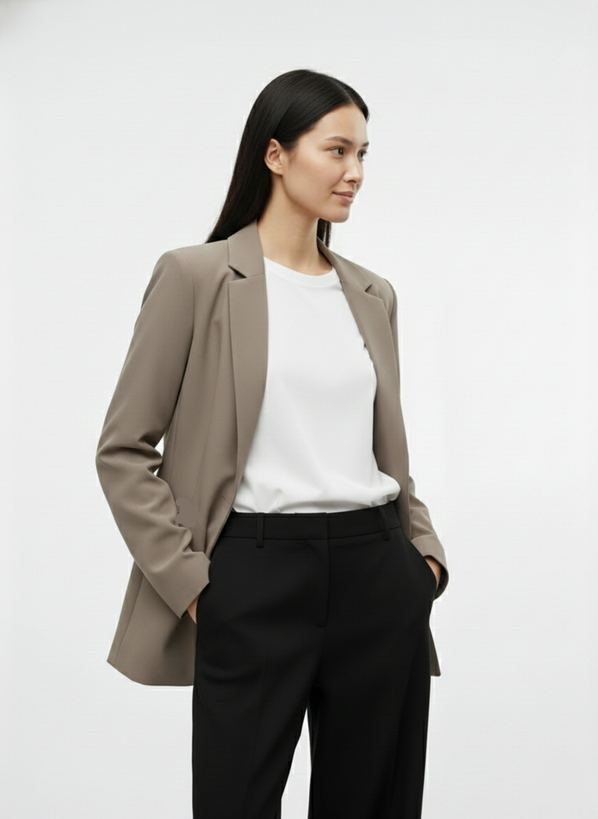 BLAZER LARGO DE PUNTO EVI - Taupe Gray