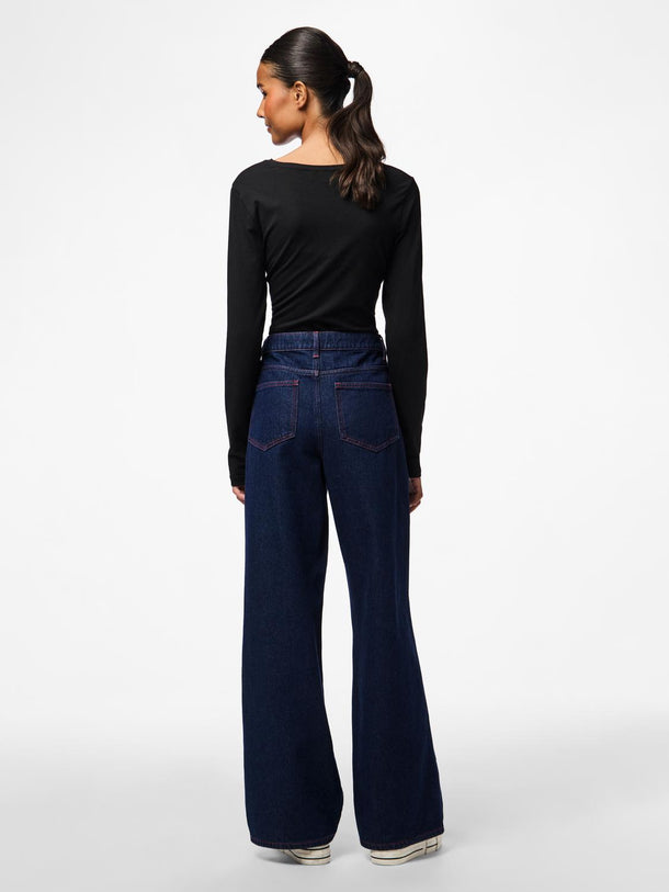 Product PANTALON DEMI  - Blue Indigo Detail:Red stitching - Image 5
