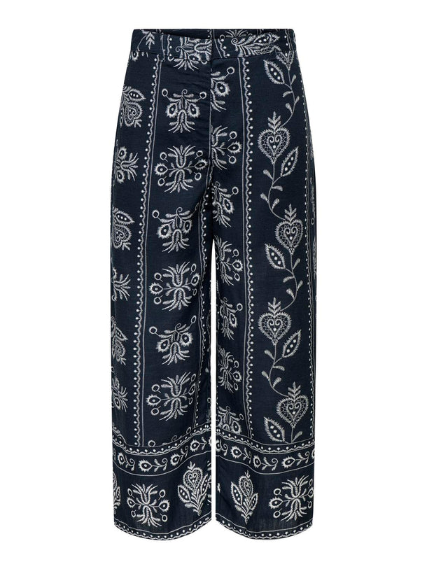 Product PANTALÓN DE LINO SOLAR-Total Eclipse AOP:CLOUD DANCER FLOWER - Image 1