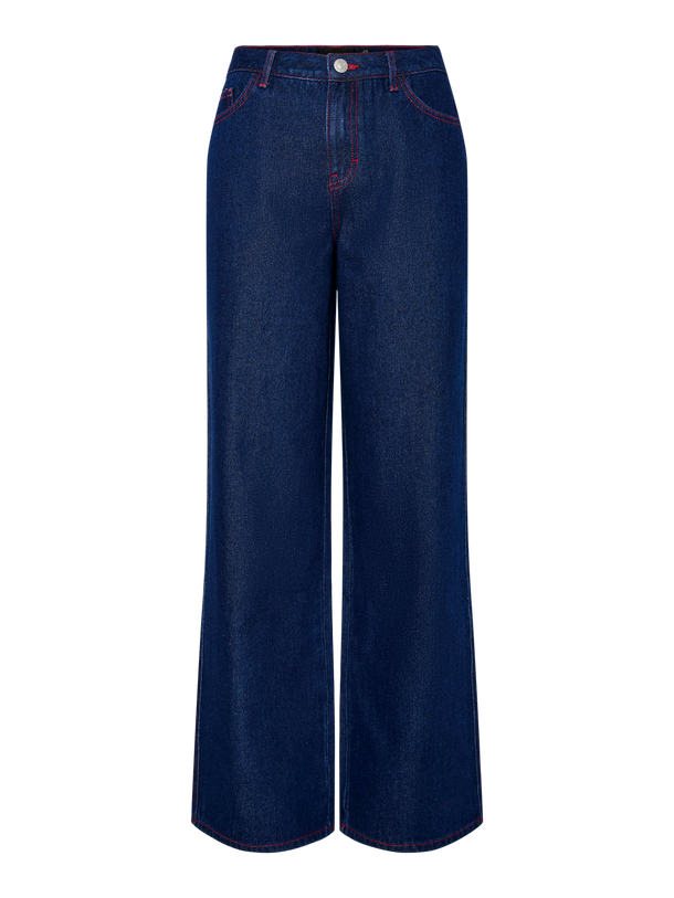 Product PANTALON DEMI  - Blue Indigo Detail:Red stitching - Image 1