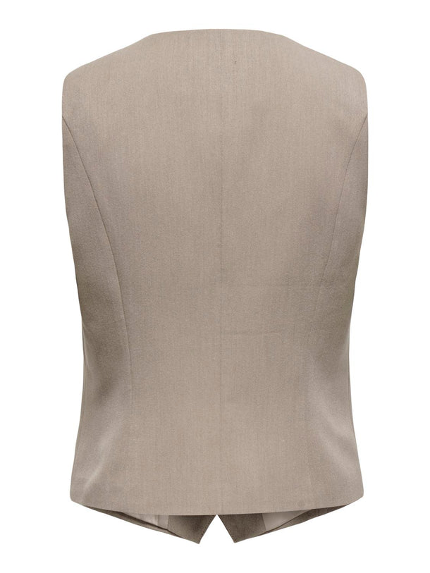 Product CHALECO SASTRERO CON BOTONES HATTIE-Taupe Gray Detail:MELANGE - Image 2