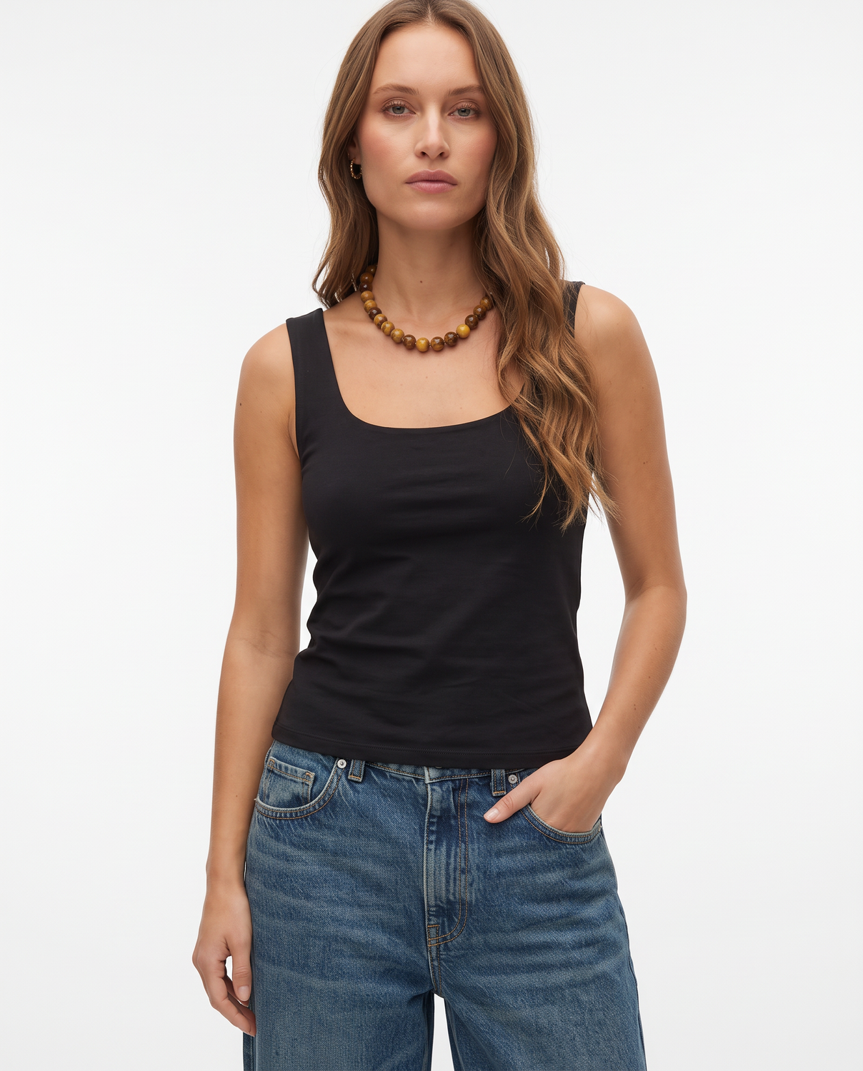 TOP KARLA ESCOTE CUADRADO - Black