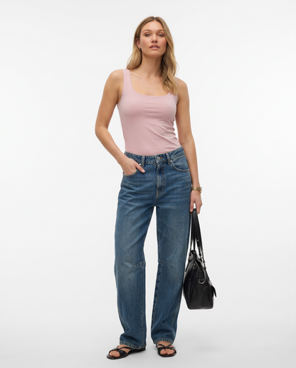 TOP KARLA ESCOTE CUADRADO - Mauve Chalk