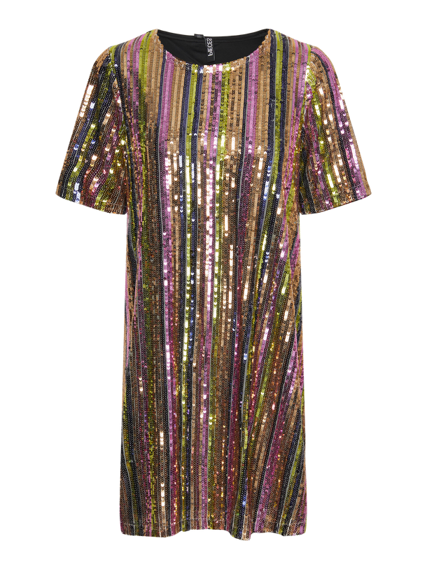 Product VESTIDO NIBBI - Gold Colour Detail:MULTI COLORED SEQUINS - Image 1