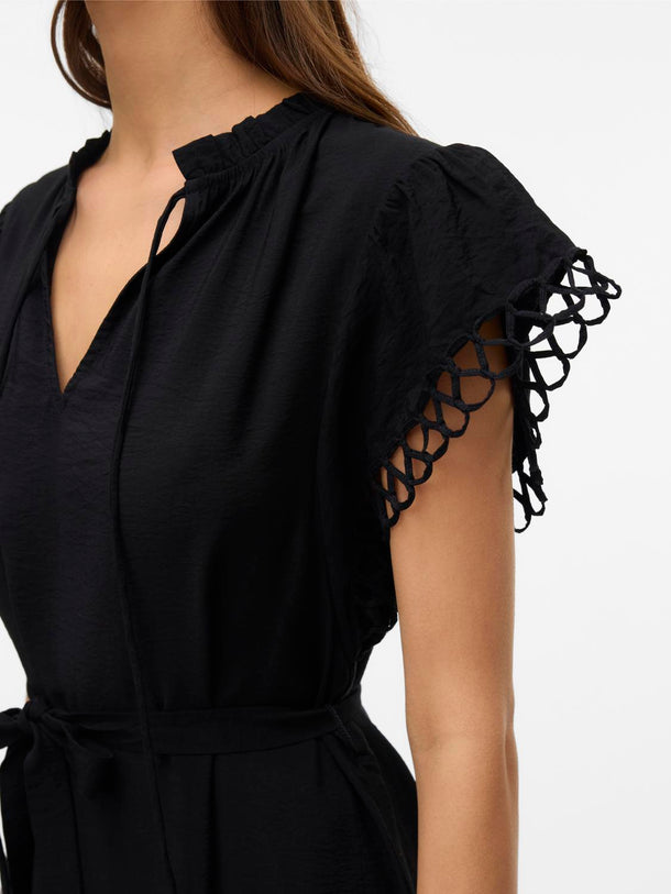 Product VESTIDO MIDI MANGAS CALADAS FLAVIA-Black - Image 2