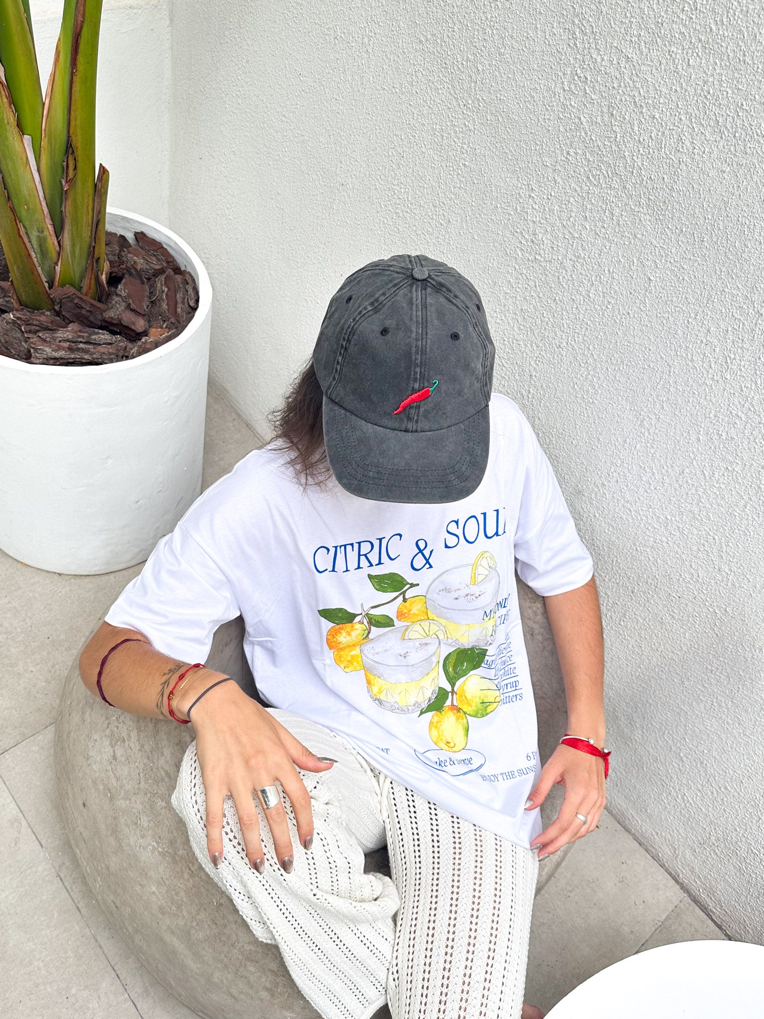 CAMISETA GOOD OBJECTS IDA-Bright White Print:CITRIC & SOUR