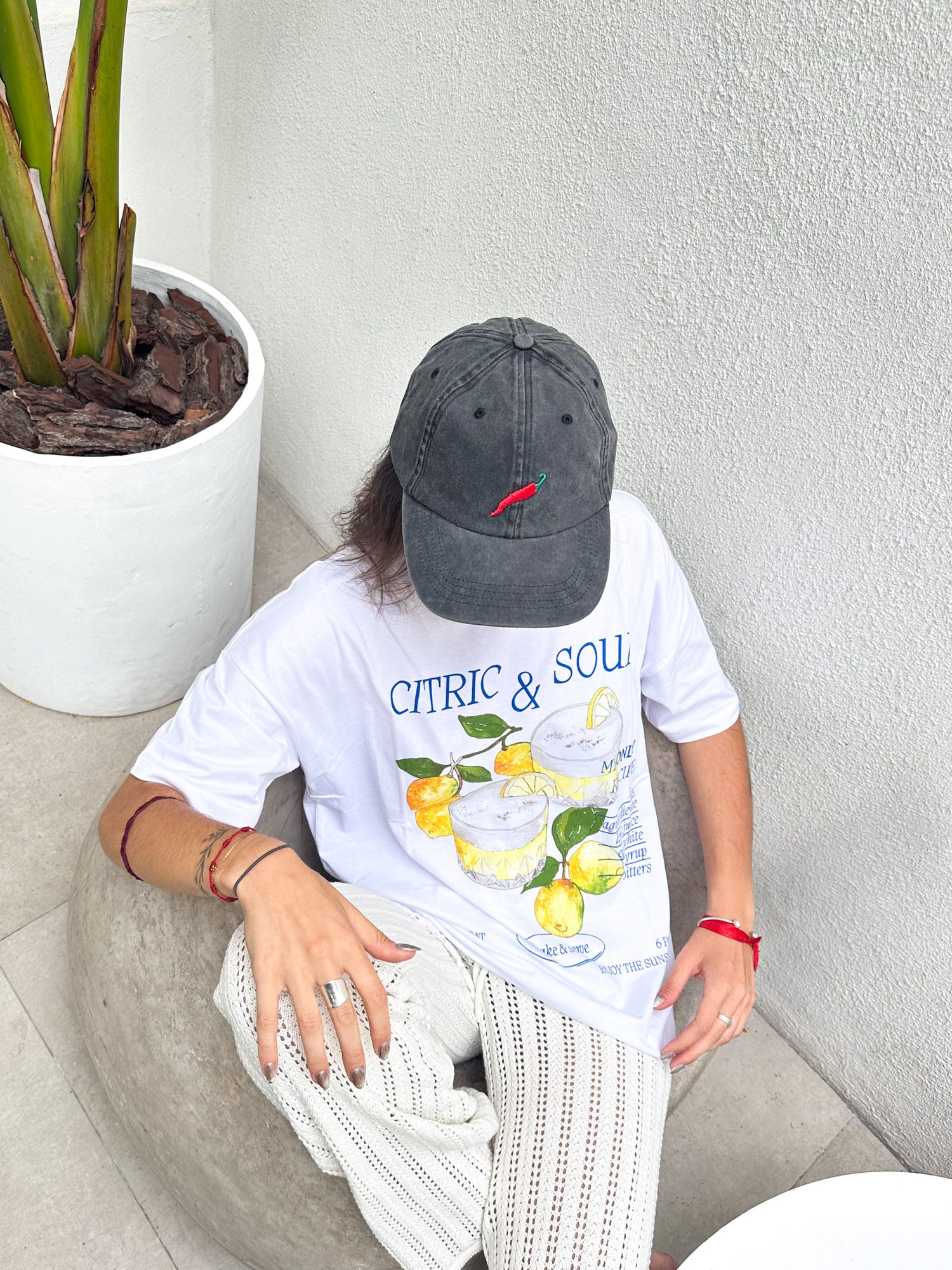 CAMISETA GOOD OBJECTS IDA-Bright White Print:CITRIC & SOUR