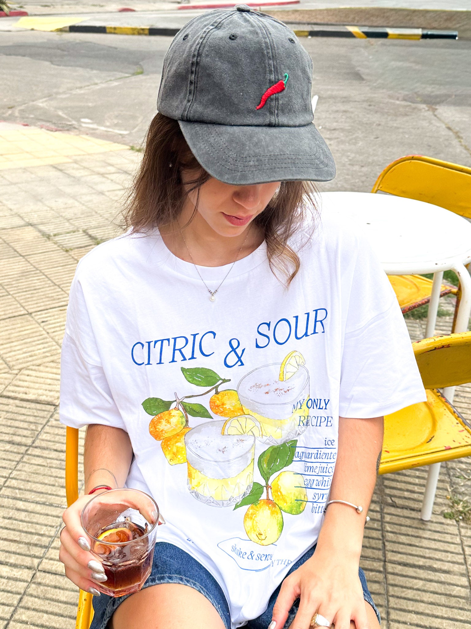 CAMISETA GOOD OBJECTS IDA-Bright White Print:CITRIC & SOUR