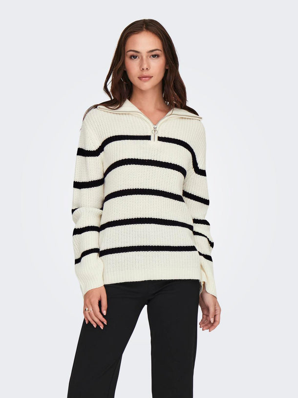 Product SWEATER JUSTY - Eggnog Stripes:BLACK - Image 2