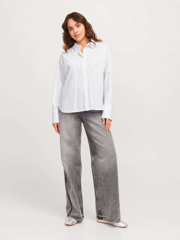 Product CAMISA LISA - White Detail:SILVER RINESTONE - Image 3