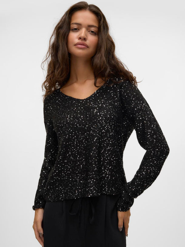 Product SWEATER LEILANI  - Black Detail:W. SILVER SEQUINS - Image 5