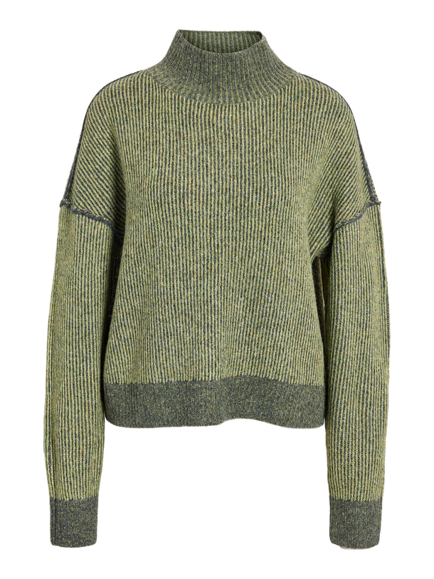 Product SWEATER ANDREA - Charcoal Gray Detail:Sage (Pantone 16-0421TCX) - Image 1