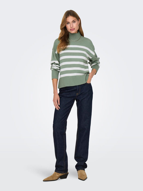 Product SWEATER BARIA - Hedge Green Stripes:Cloud Dancer - Image 3