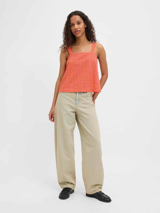 Product TOP CON ESCOTE CUADRADO PETRA - Persimmon Orange Checks:Morning Glory - Image 5