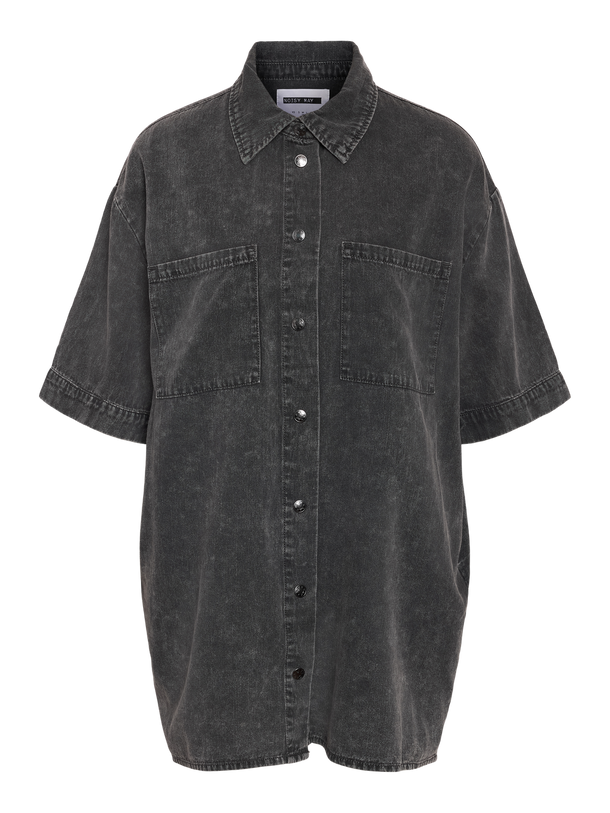 Product VESTIDO CAMISERO DENIM ACID WASH OREGON-Black Detail:WASHED - Image 4