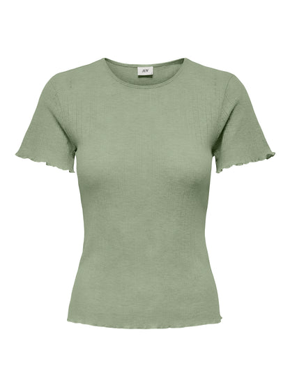 CAMISETA CON VOLADOS SALSA-Reseda