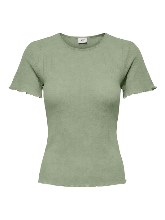 CAMISETA CON VOLADOS SALSA-Reseda