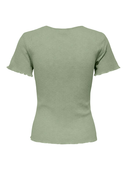 CAMISETA CON VOLADOS SALSA-Reseda