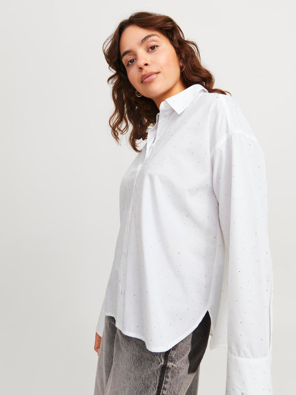 Product CAMISA LISA - White Detail:SILVER RINESTONE - Image 4