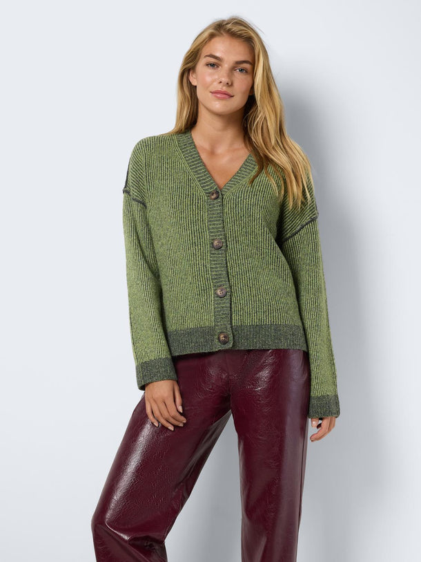 Product CARDIGAN ANDREA - Charcoal Gray Detail:Sage (Pantone 16-0421TCX) - Image 2