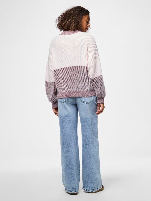 Product SWEATER NELLA - Tawny Port Detail:Pink-a-boo colorblock - Image 4