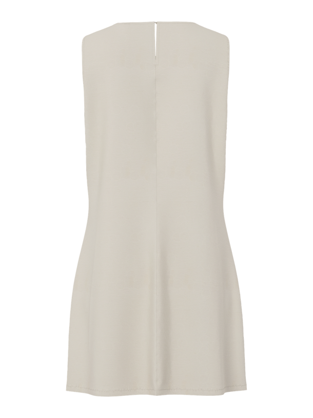 Product VESTIDO DE LINO BUNNA-Oatmeal Detail:Contrast stitching - Image 2