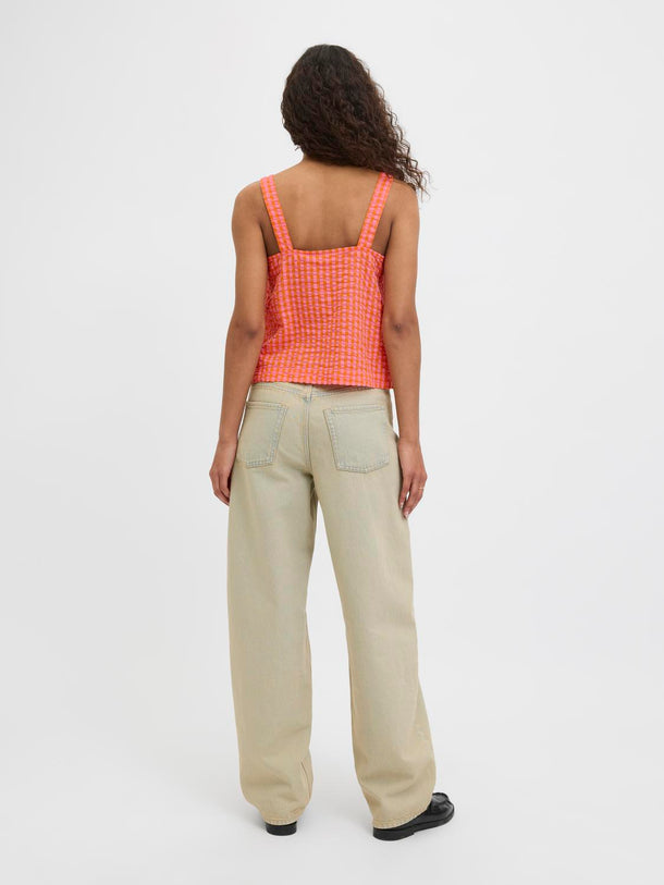 Product TOP CON ESCOTE CUADRADO PETRA - Persimmon Orange Checks:Morning Glory - Image 6