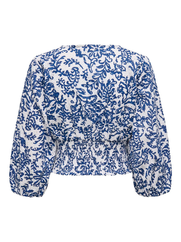 Product TOP PUNTO SMOCK CHANE-Cloud Dancer AOP:W ESTATE BLUE - Image 2