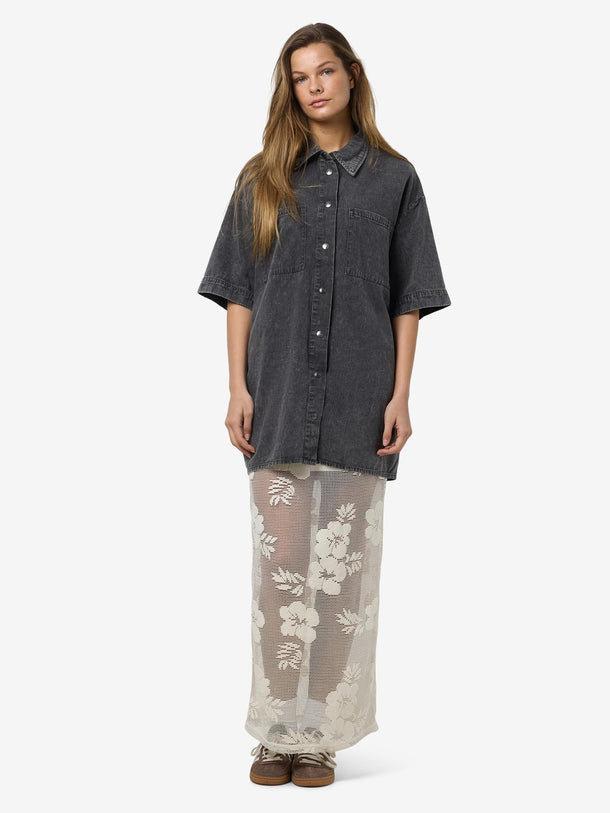 Product VESTIDO CAMISERO DENIM ACID WASH OREGON-Black Detail:WASHED - Image 3