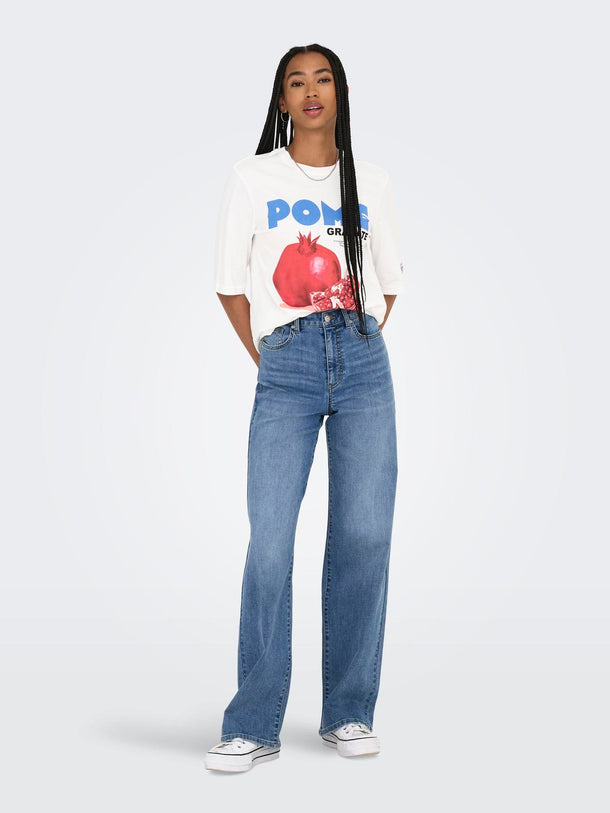 Product CAMISETA PHOEBE - Cloud Dancer Print:Pomegranate - Image 3