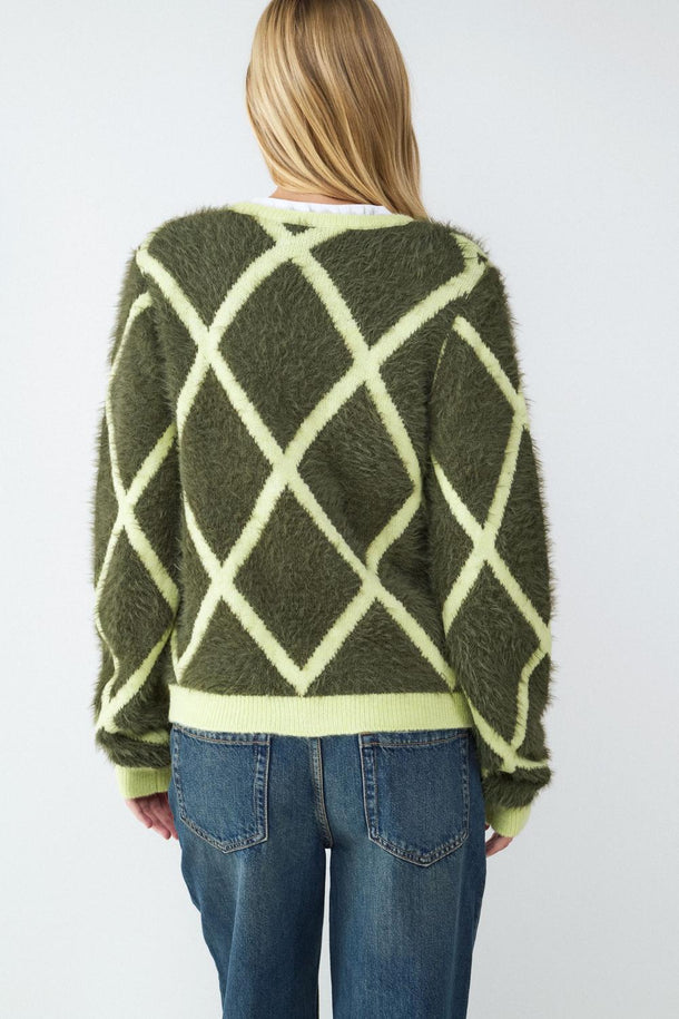 Product CARDIGAN ESTAMPADO CON CUELLO EN V BMK-Classic Green - Image 3