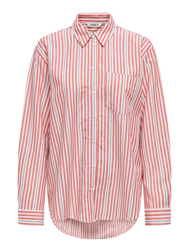 Product CAMISA DE LINO WINDY-Cloud Dancer Stripes:W HIGH RISK RED/BLACK - Image 1