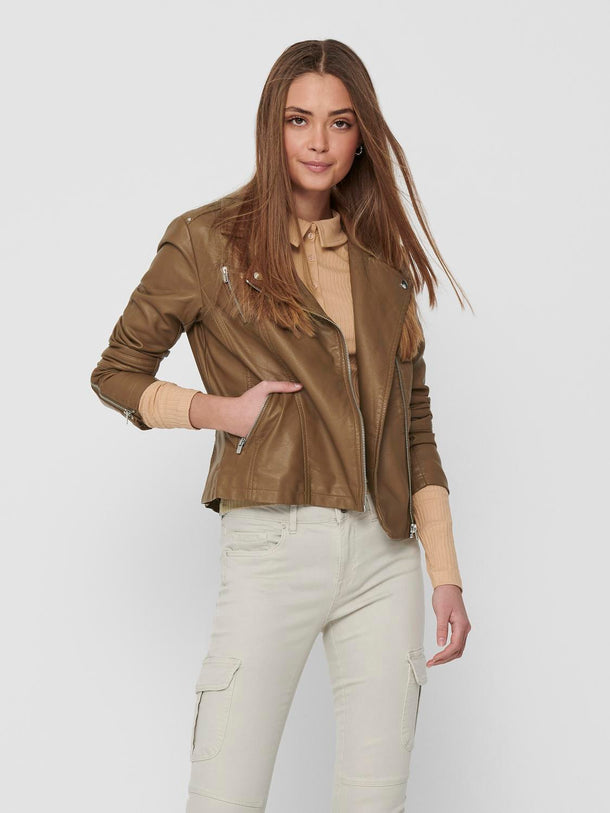 Product CHAQUETA GEMMA CLÁSICA EFECTO PIEL - Cognac - Image 2