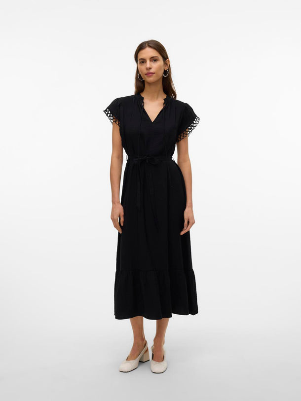 Product VESTIDO MIDI MANGAS CALADAS FLAVIA-Black - Image 6