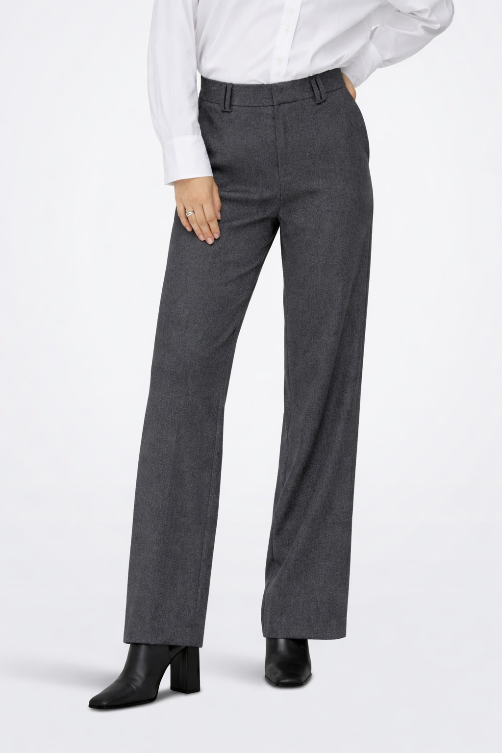 PANTALÓN SASTRERO WIDE TIRO ALTO LELLY-Dark Grey Melange Detail:KONG