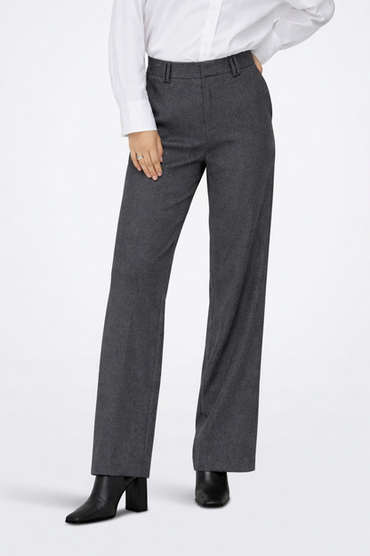 PANTALÓN SASTRERO WIDE TIRO ALTO LELLY-Dark Grey Melange Detail:KONG