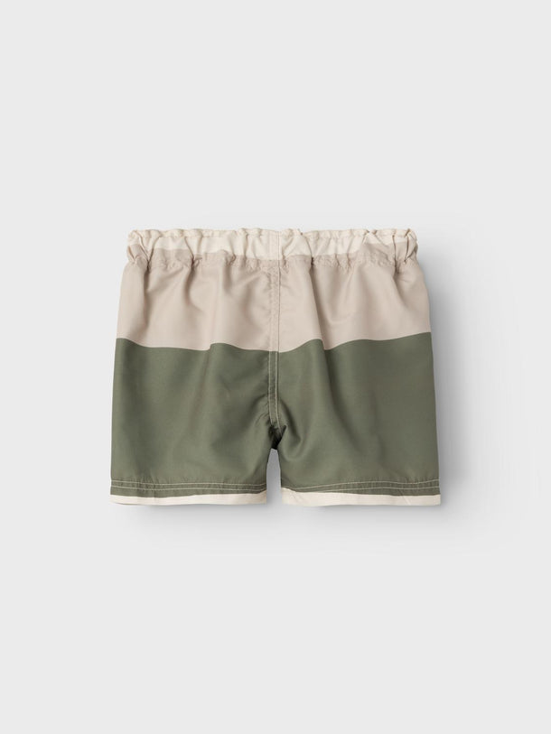 Product SHORT DE BAÑO ZIMON - Oatmeal Stripes:Pure Cashmere + Dusty Olive - Image 4