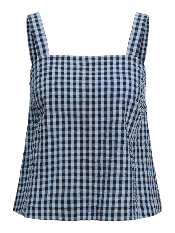 Product TOP CON ESCOTE CUADRADO PETRA - Skyway Checks:Peacoat - Image 1