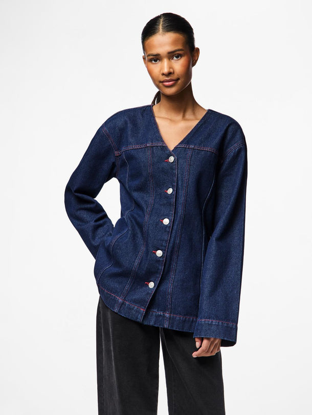 Product CAMISA DEMI - Blue Indigo Detail:Red stitching - Image 4