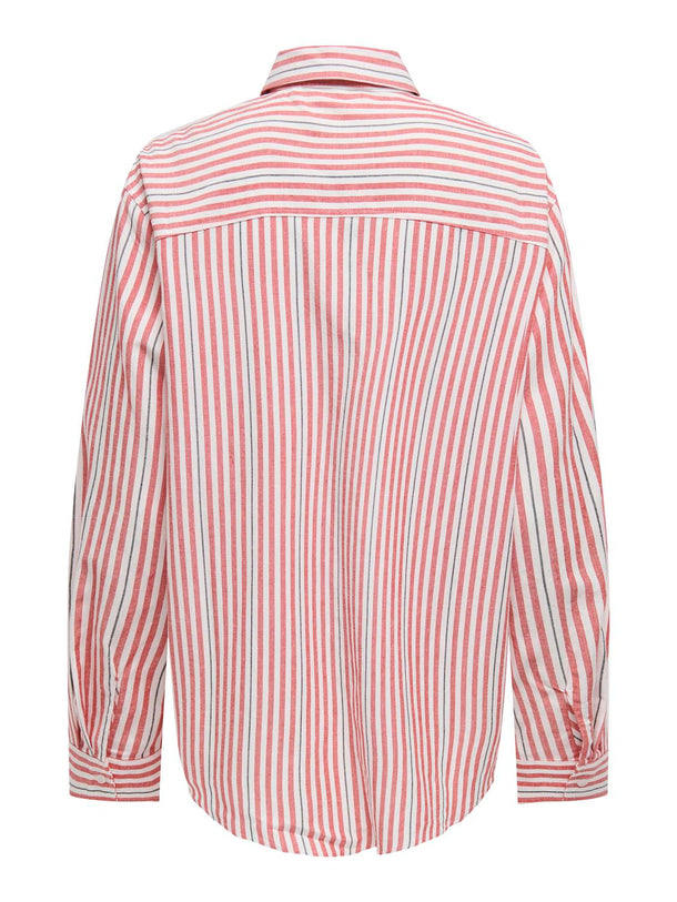 Product CAMISA DE LINO WINDY-Cloud Dancer Stripes:W HIGH RISK RED/BLACK - Image 3