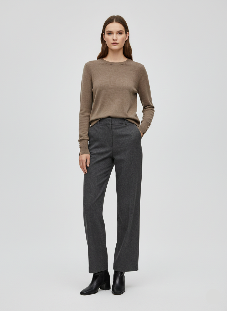 SWEATER FINO BOTONES LOU - Walnut Detail:MELANGE