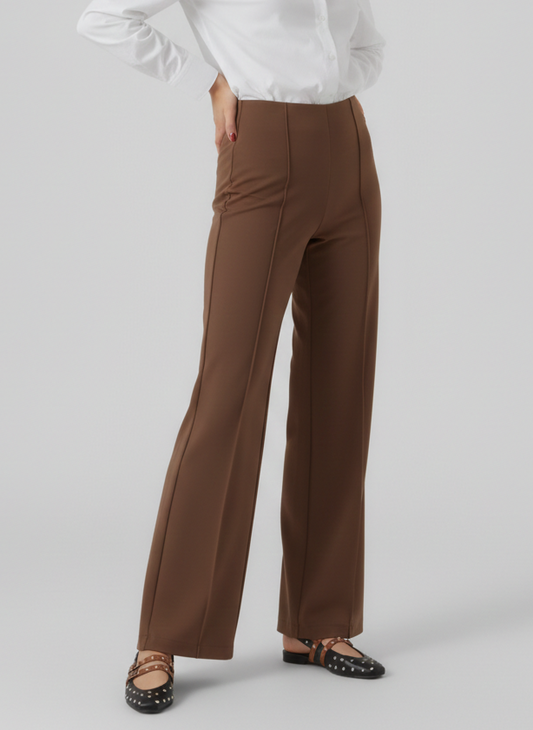 PANTALÓN PINZAS ANCHO BECKY - Cocoa Brown